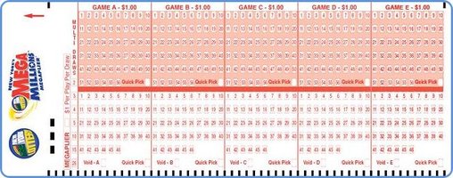 Megamillions blank playcard play-slip